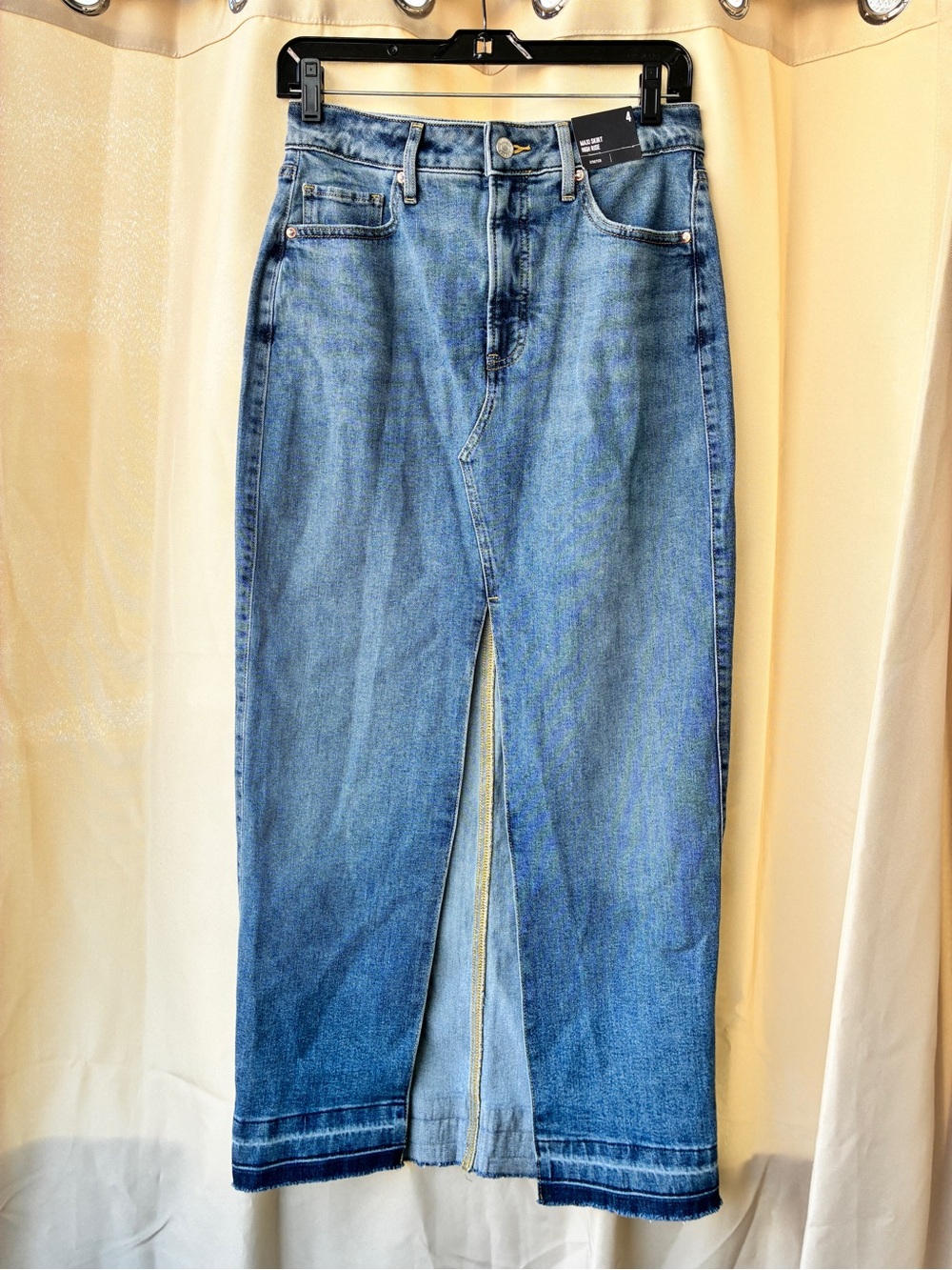 NWT Express High Rise Stretch Denim Maxi Skirt Size 4